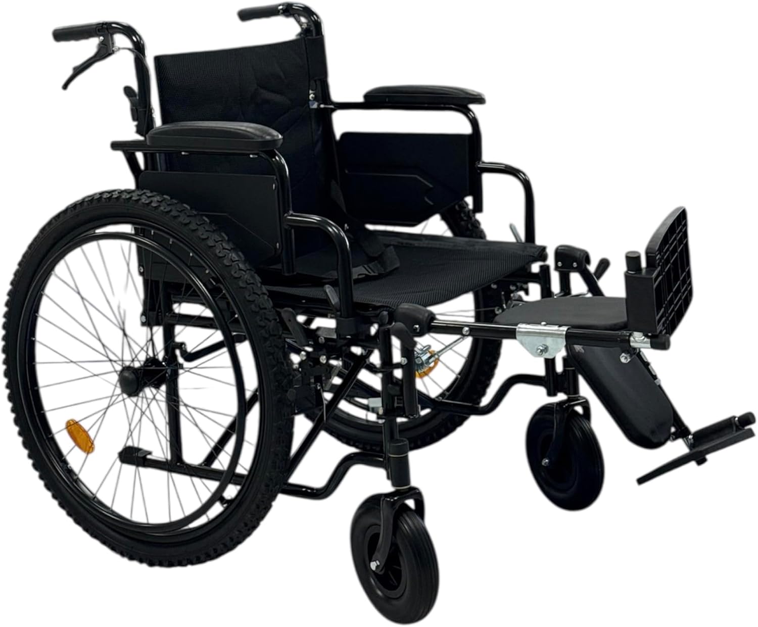 SILLA DE RUEDAS PARA ADULTO TODO TERRENO CON ELEVA PIERNAS DE LUJO DESMONTABLE, NEUMATICA, RESISITENTE PLEGABLE, DESCANSAPIES REMOVIBLES, DESCANSABRAZOS REMOVIBLE, RESPALDO PLEGABLE, ORTOPEDICA STE-909