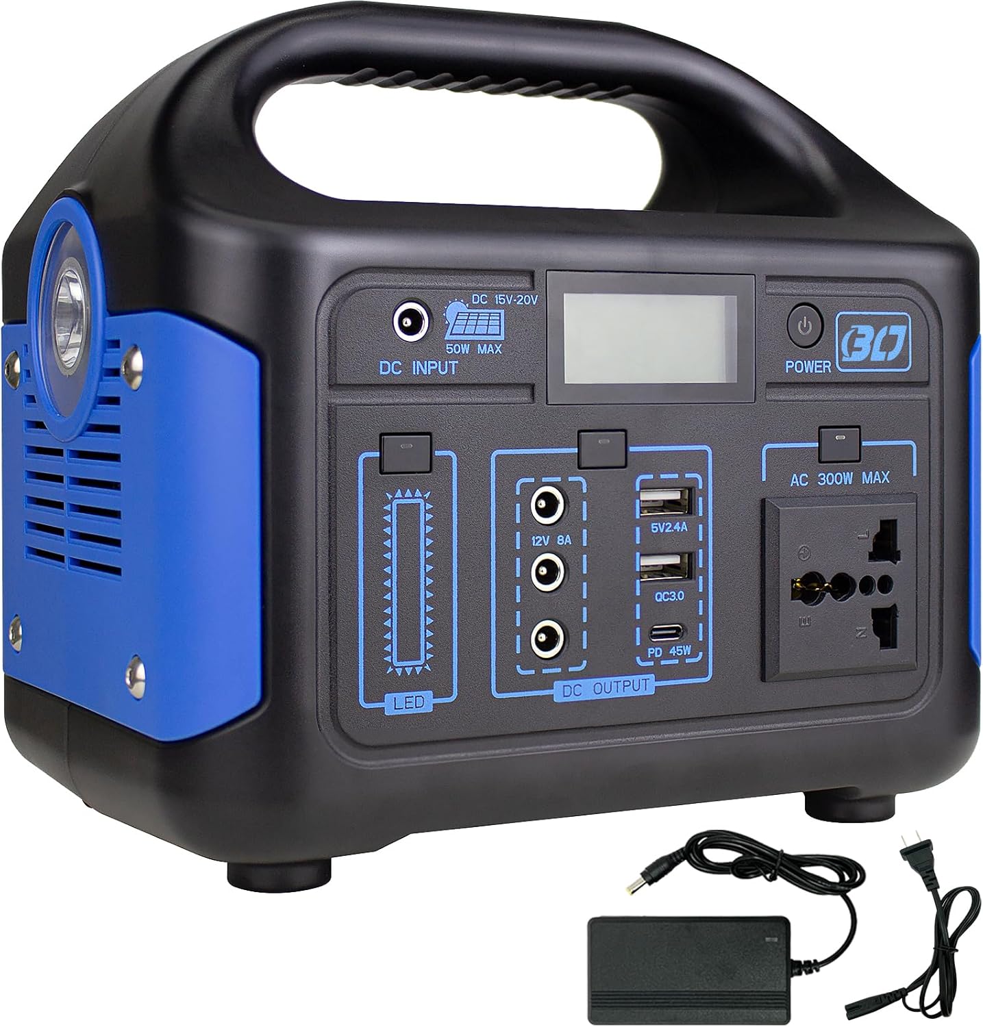 Estación de Energía Portátil con Toma de CA,300W/184wh Banco de Energia con CA/CC/USB/LuzLED,Energía de Respaldo Hogar para Acampar de Emergencia al Aire libre