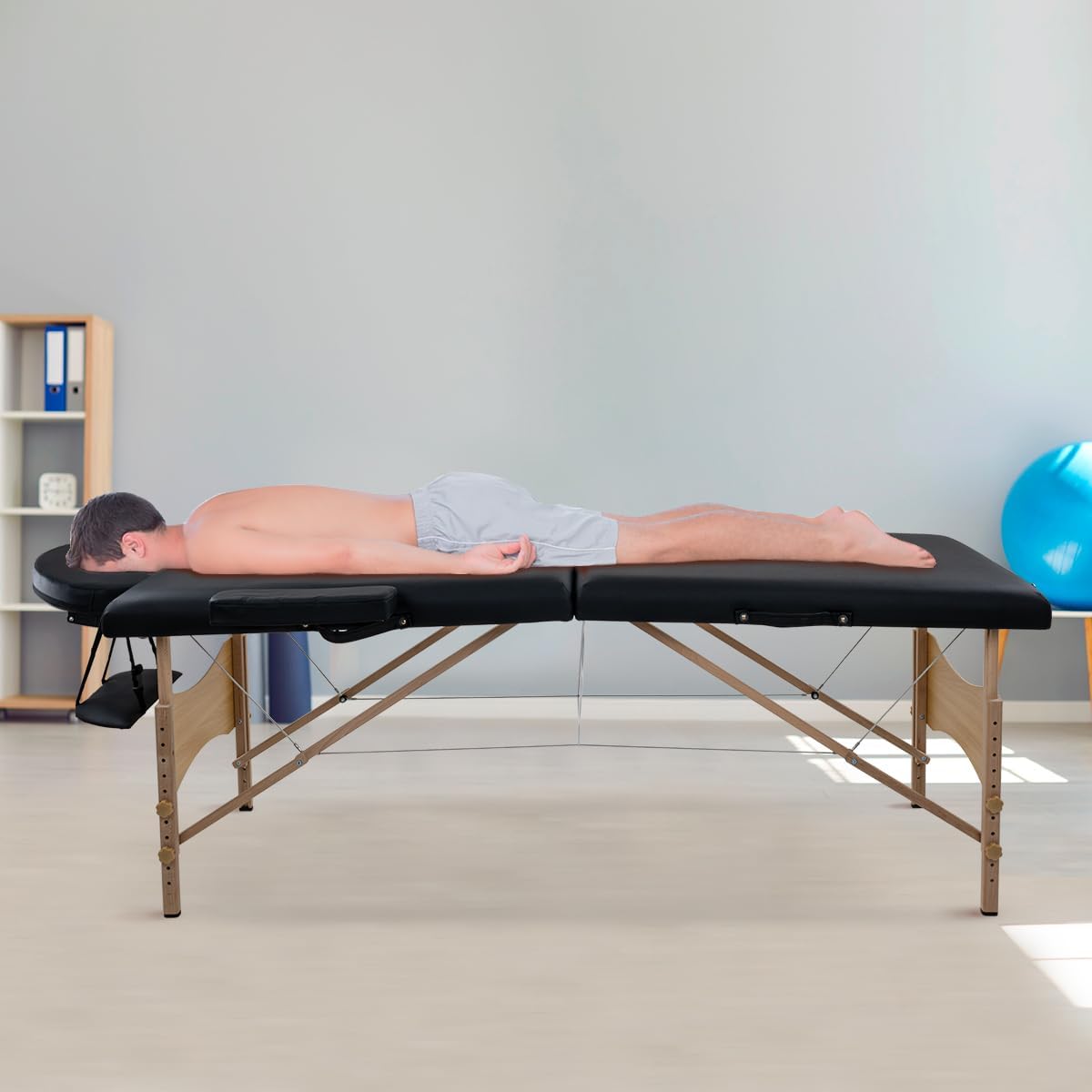 LUXZEN - Cama para Masajes Portatil Plegable Profesional con Estuche y Altura Ajustable Camilla Fisioterapia Ideal para Tatuar SPA Quiropraxia o Facial (Extra Grande 85cm Ancho) (Beige)