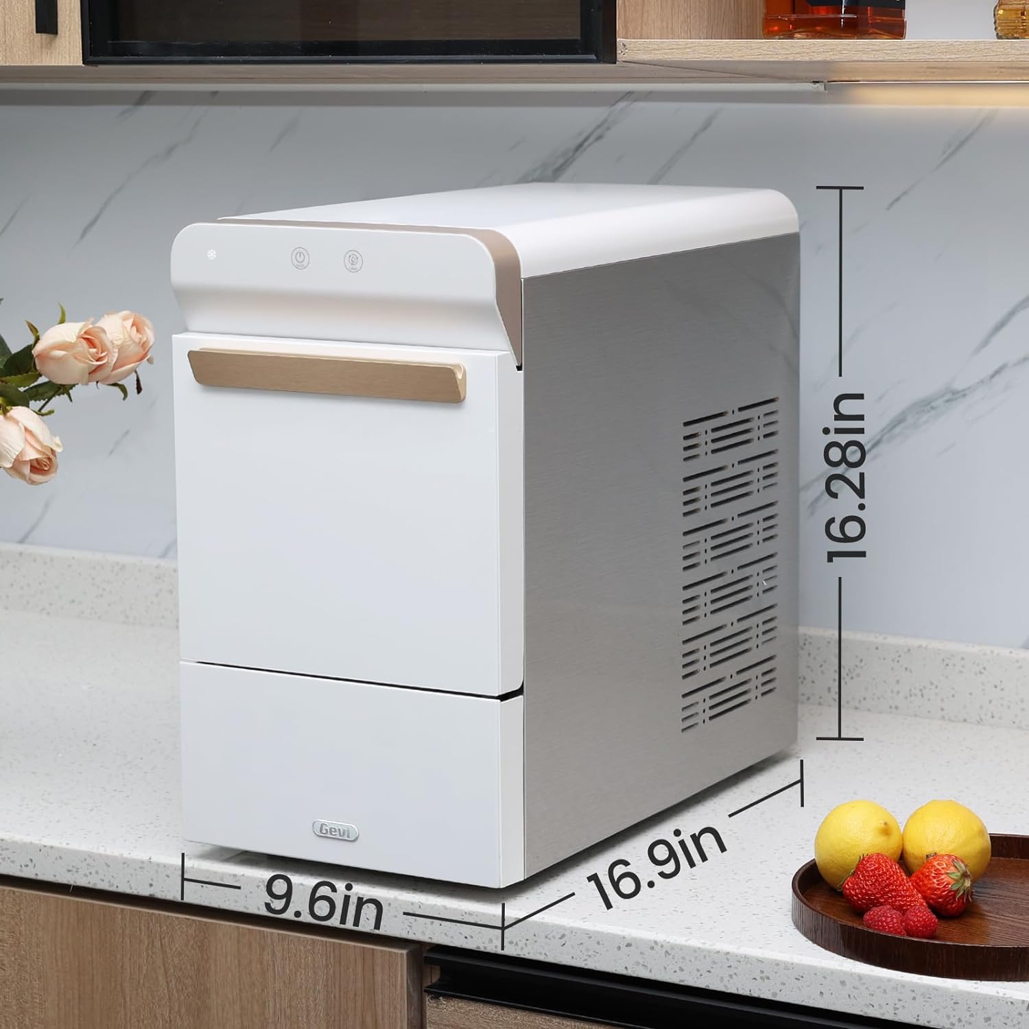 Máquina de hielo para encimera Gevi home V2.0, máquina de hielo con bandeja autolimpiante, simplemente ábrala y vierta para rellenar agua, carcasa de acero inoxidable, se puede colocar debajo del gabinete-----Paño de limpieza