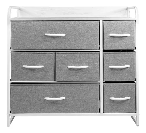 Mueble Buro Organizador Comoda Metal 7 Cajoneras Tela Color Café