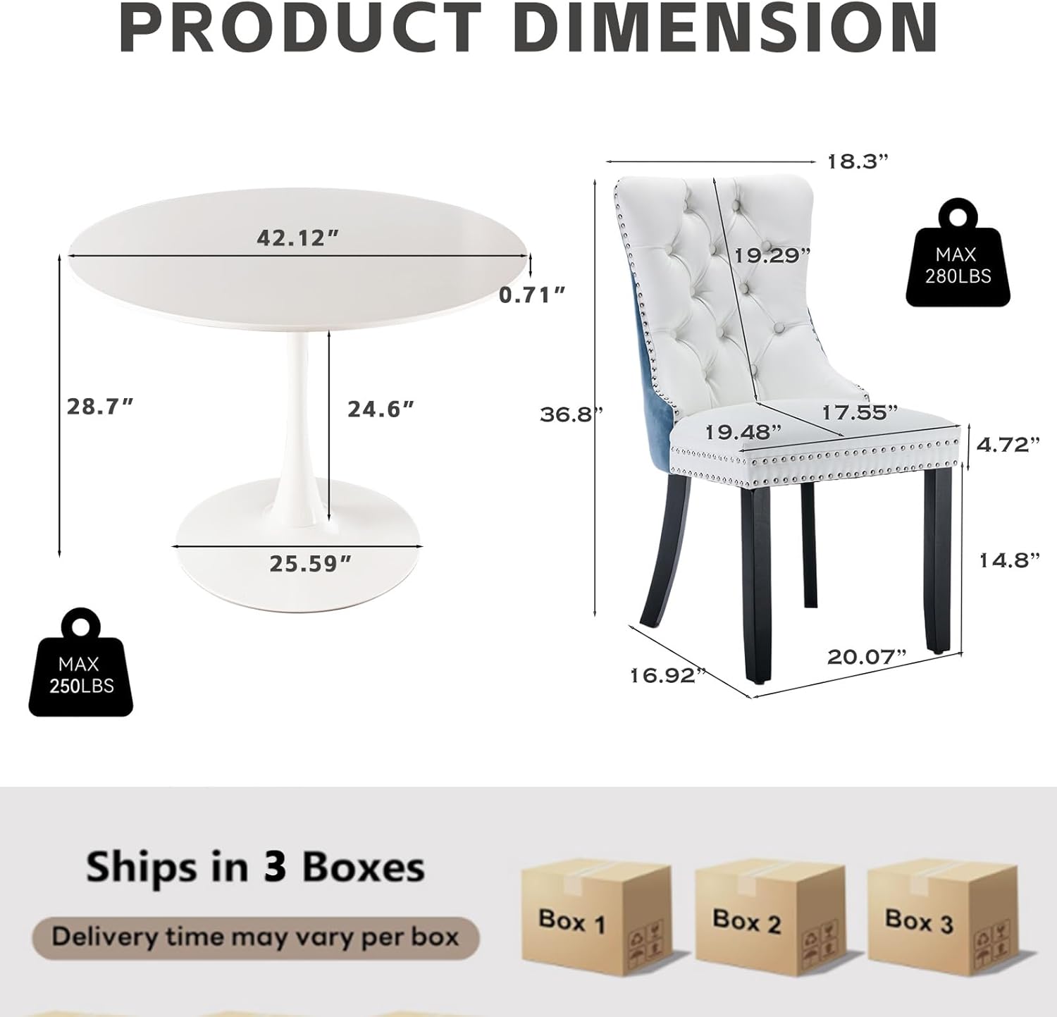 Juego de 6 sillas de comedor tapizadas de piel, estilo moderno, con ribete de cabeza de clavo y pata de madera, anillo de metal para comedor y sala de estar (blanco y negro, juego de 6)