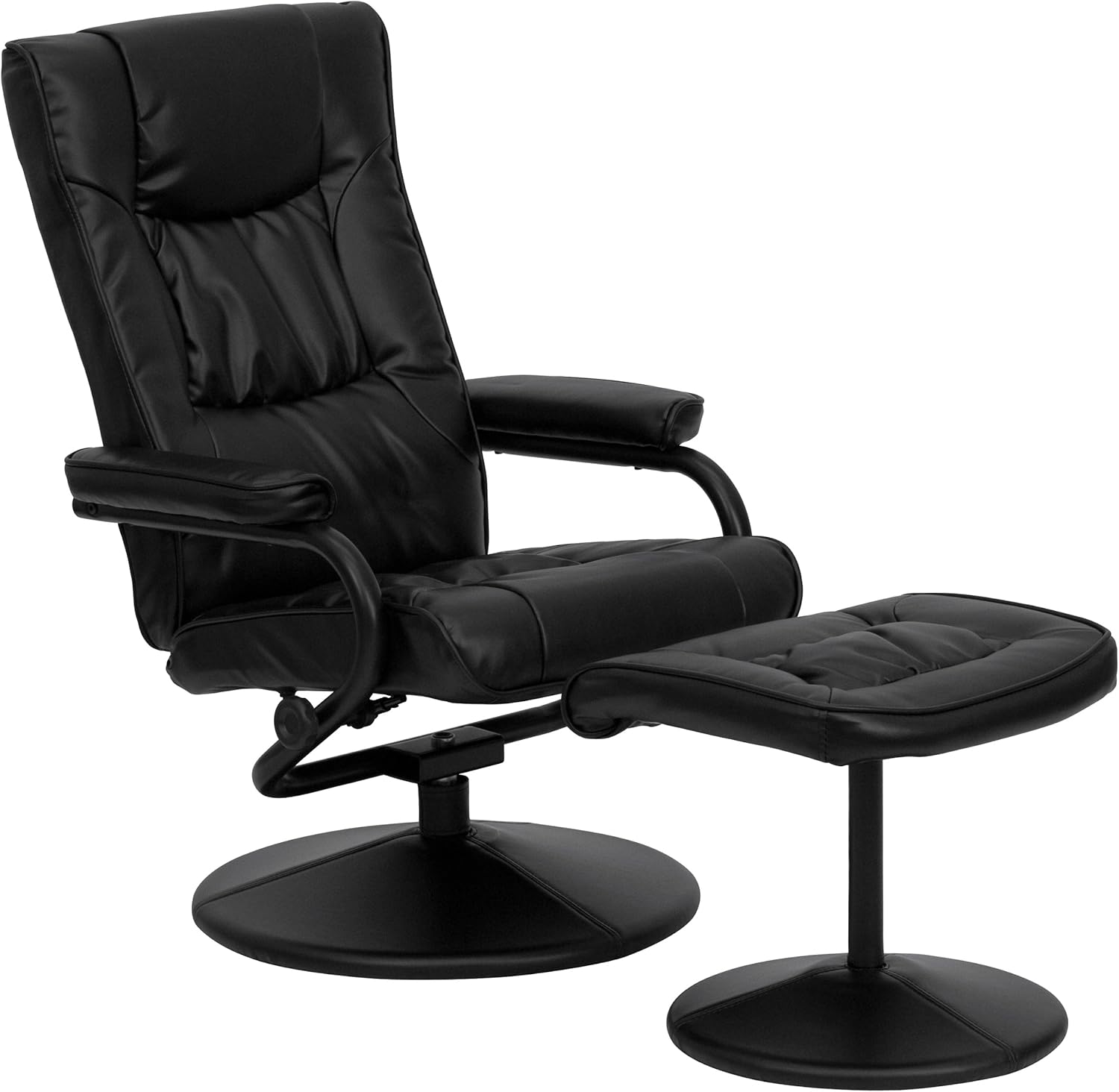 Flash Furniture Rachel - Reclinador y otomano contemporáneo multiposición con Base Envuelta en Piel café Suave