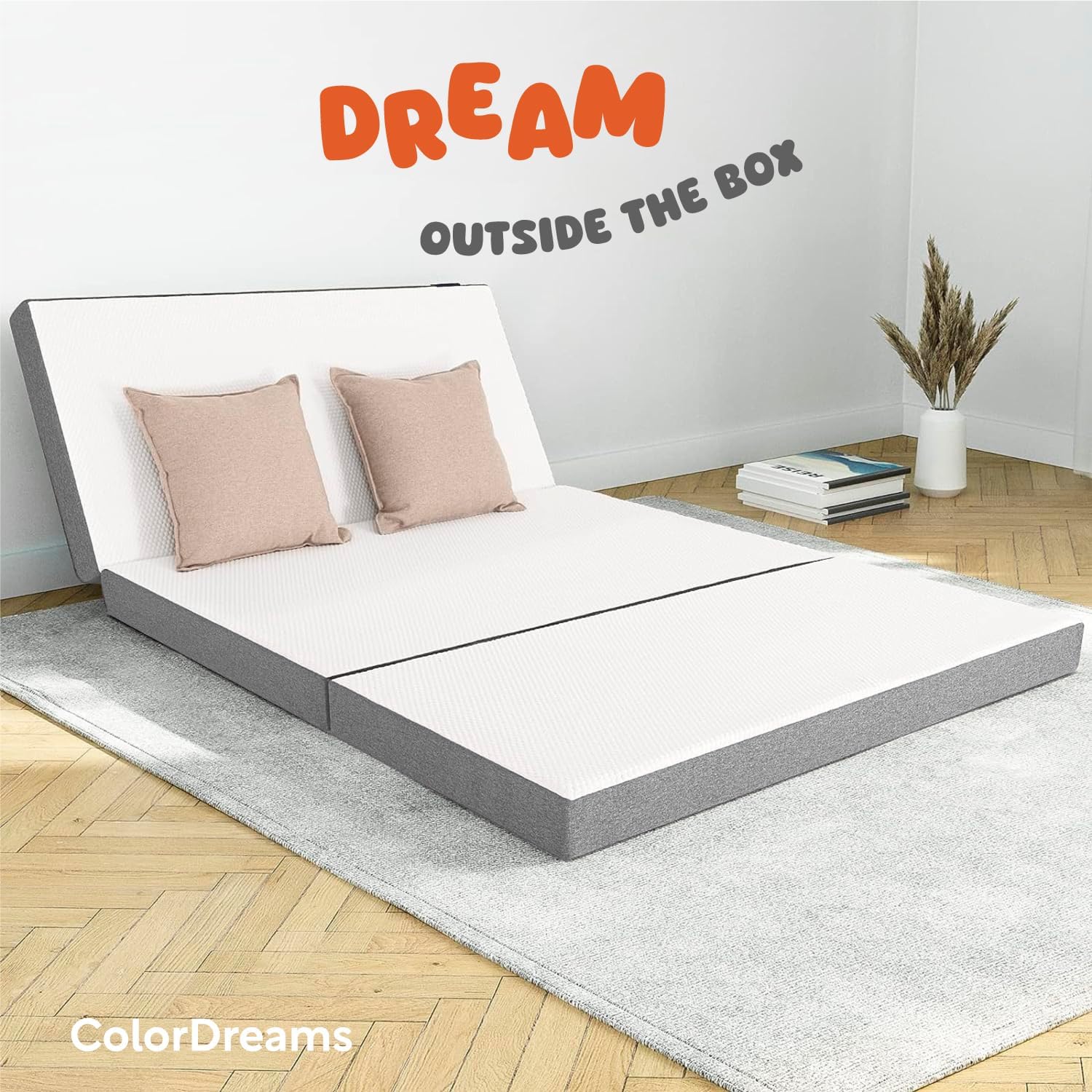 COLORDREAMS | Sofá Cama Matrimonial Plegable – Sillón Multifunción 3 En 1 – Relleno De Espuma – Funda Lavable – Hipoalergénico – Gris