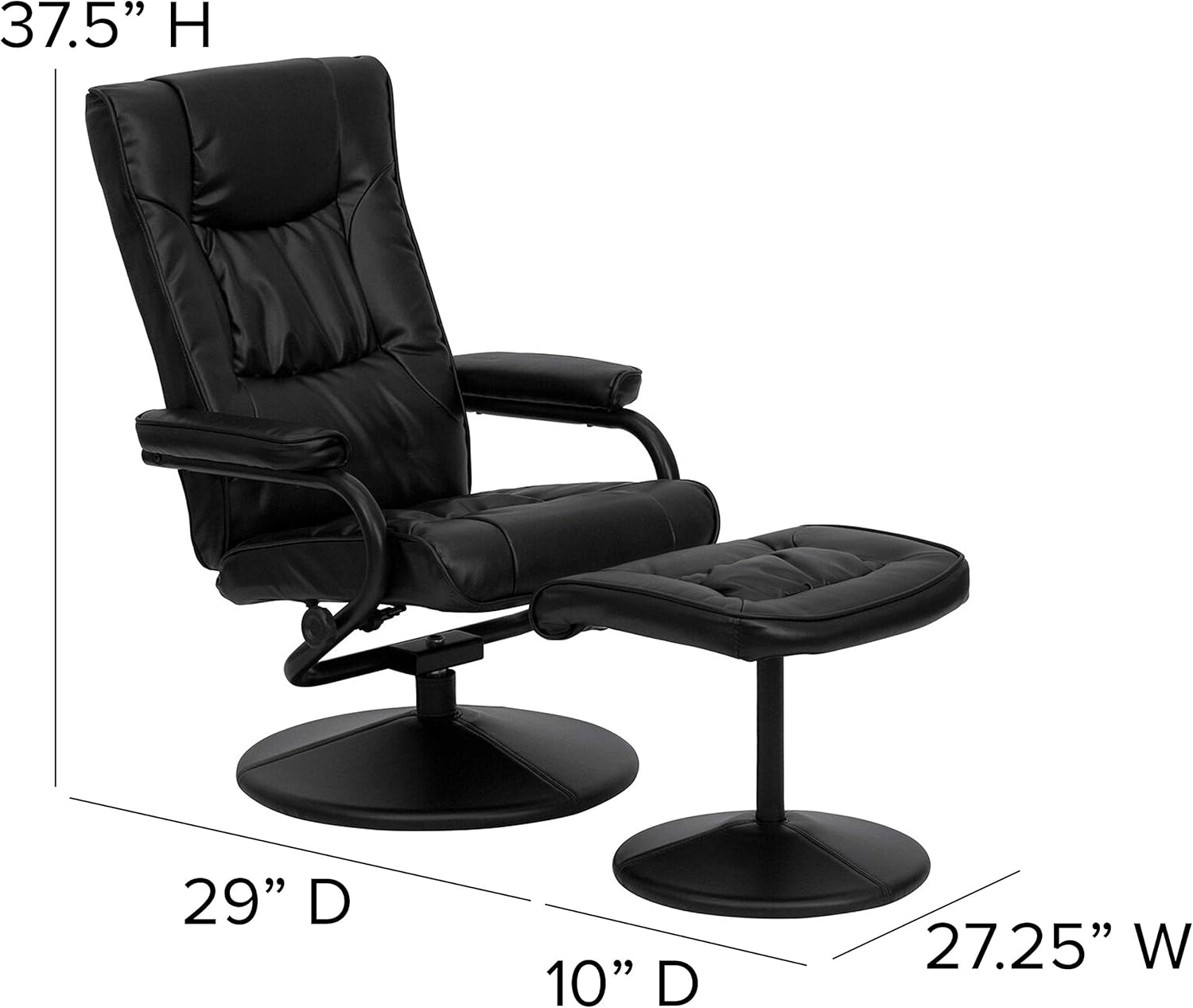 Flash Furniture Rachel - Reclinador y otomano contemporáneo multiposición con Base Envuelta en Piel café Suave