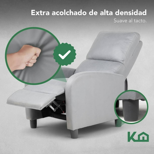 Sillon Reclinable Reposet Sofa Individual Tela Moderno Sala gris