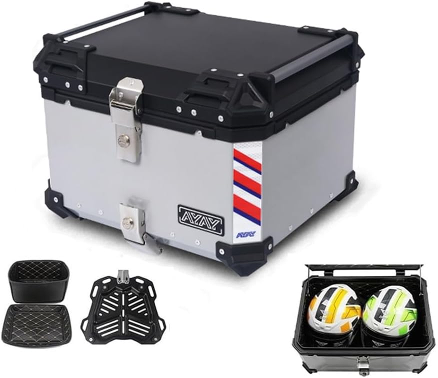 Caja Superior de Aluminio para Maletero de Motocicleta, 25 L, 30 L, 36 L, 45 L, 55 L, 65 L, Caja Superior Universal para Motocicleta, Funda para portaequipajes para Casco, Caja Trasera para