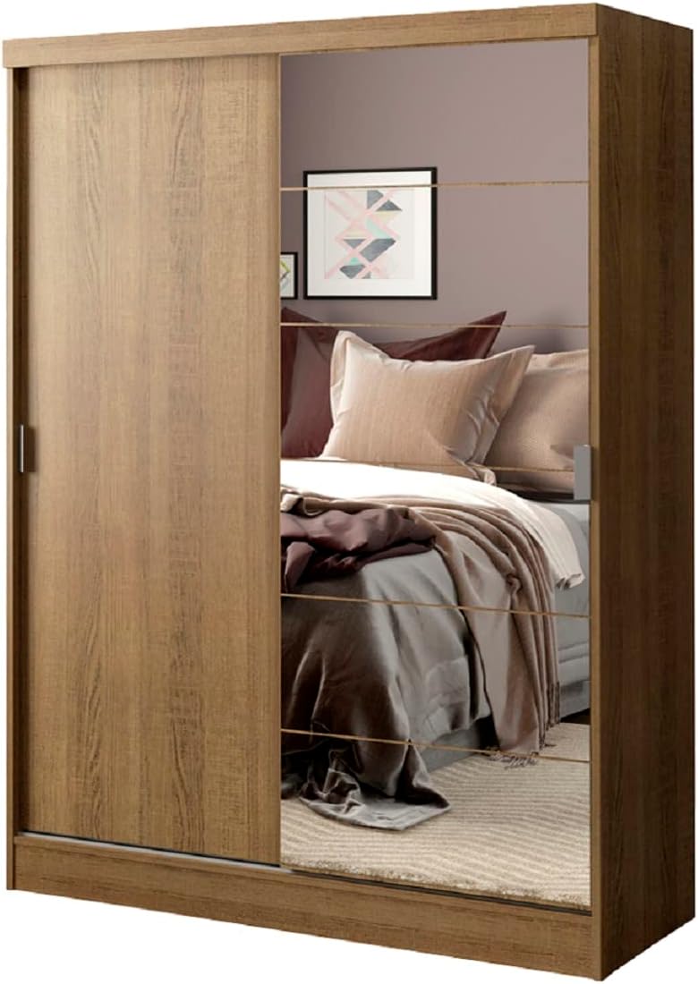 Madesa Ropero Closet con 2 Puertas, 1 Espejo y Pies Luke - Marrón