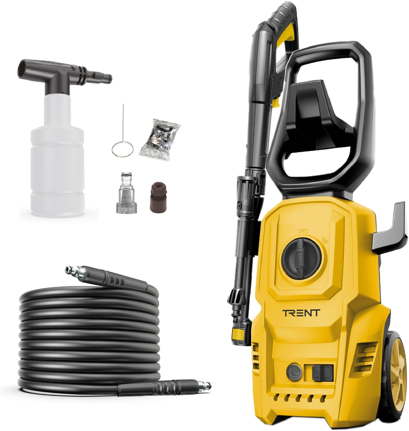 TRENT Hidrolavadora Electrica 1400w Alta Presion 1600 PSI 60 Hz Negro Y Amarillo