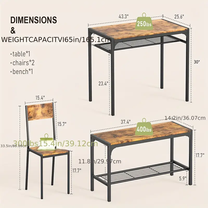 Mesa de cocina y 2 sillas para 4 con  , juego de mesa de comedor de 4 piezas para   pequeño,   (   ) detalles 5