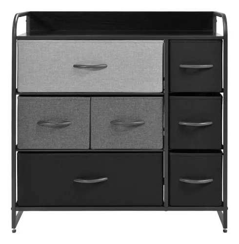 Mueble Buro Organizador Comoda Metal 7 Cajoneras Tela Color Café