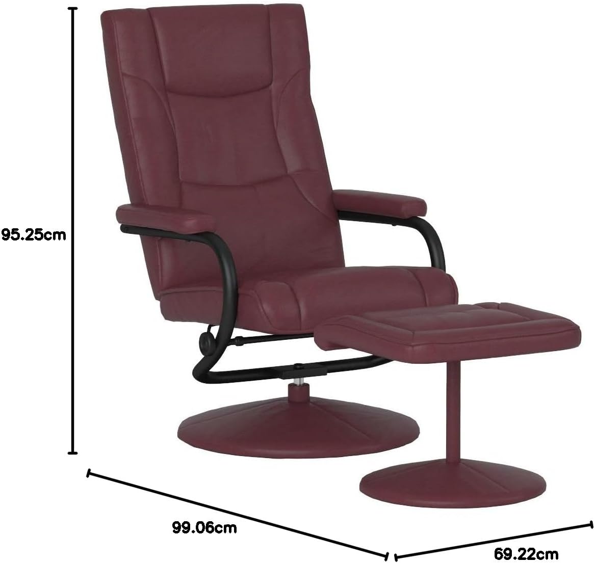 Flash Furniture Rachel - Reclinador y otomano contemporáneo multiposición con Base Envuelta en Piel café Suave