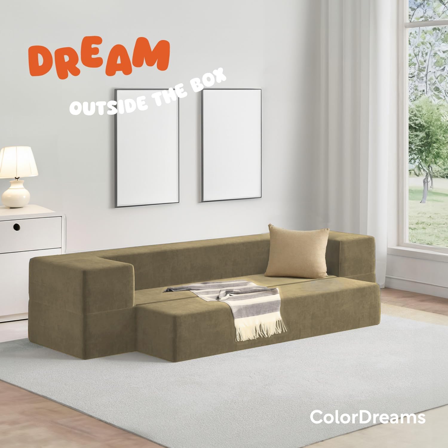 COLORDREAMS | Sofá Cama Matrimonial Plegable – Sillón Multifunción 3 En 1 – Relleno De Espuma – Funda Lavable – Hipoalergénico – Gris