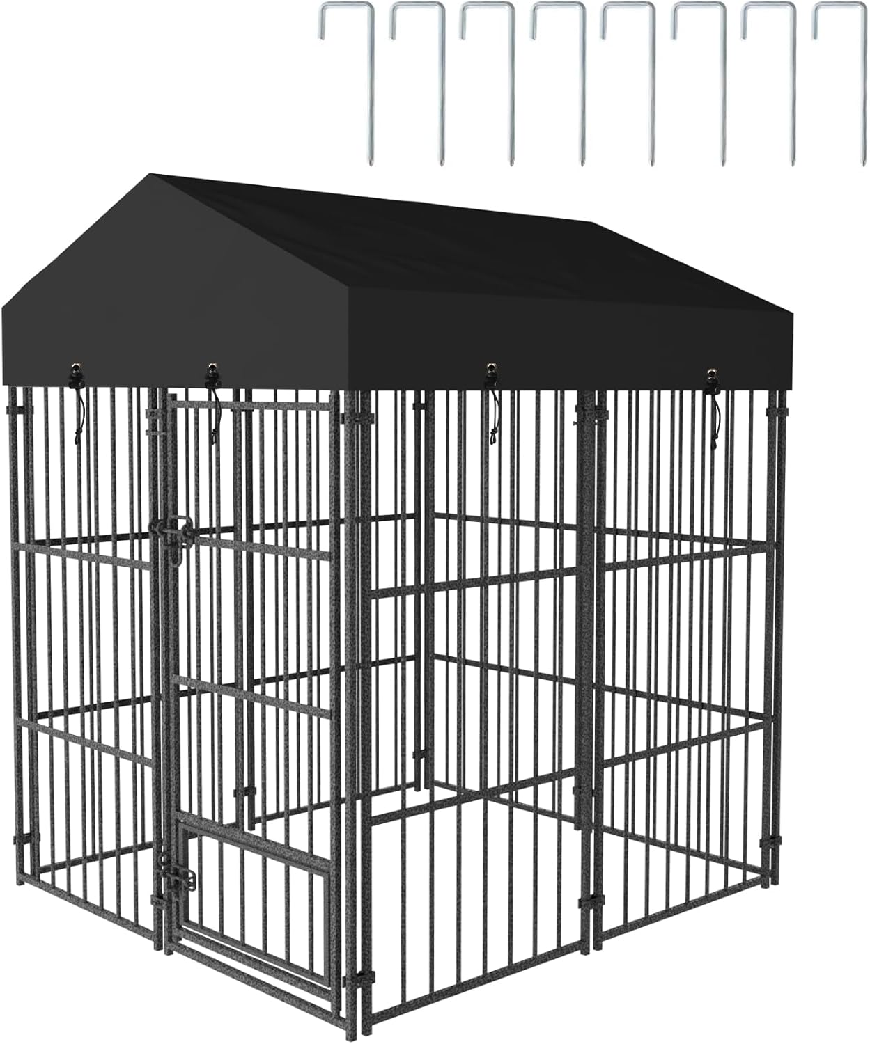 Wisfor Casas para Perros: Perreras Exteriores con Techo 249x120x165 cm Jaulas para Perros Grandes Parque Vallas Corral Cercados para Mascotas de Metal Inoxidable con Cerradura (L)