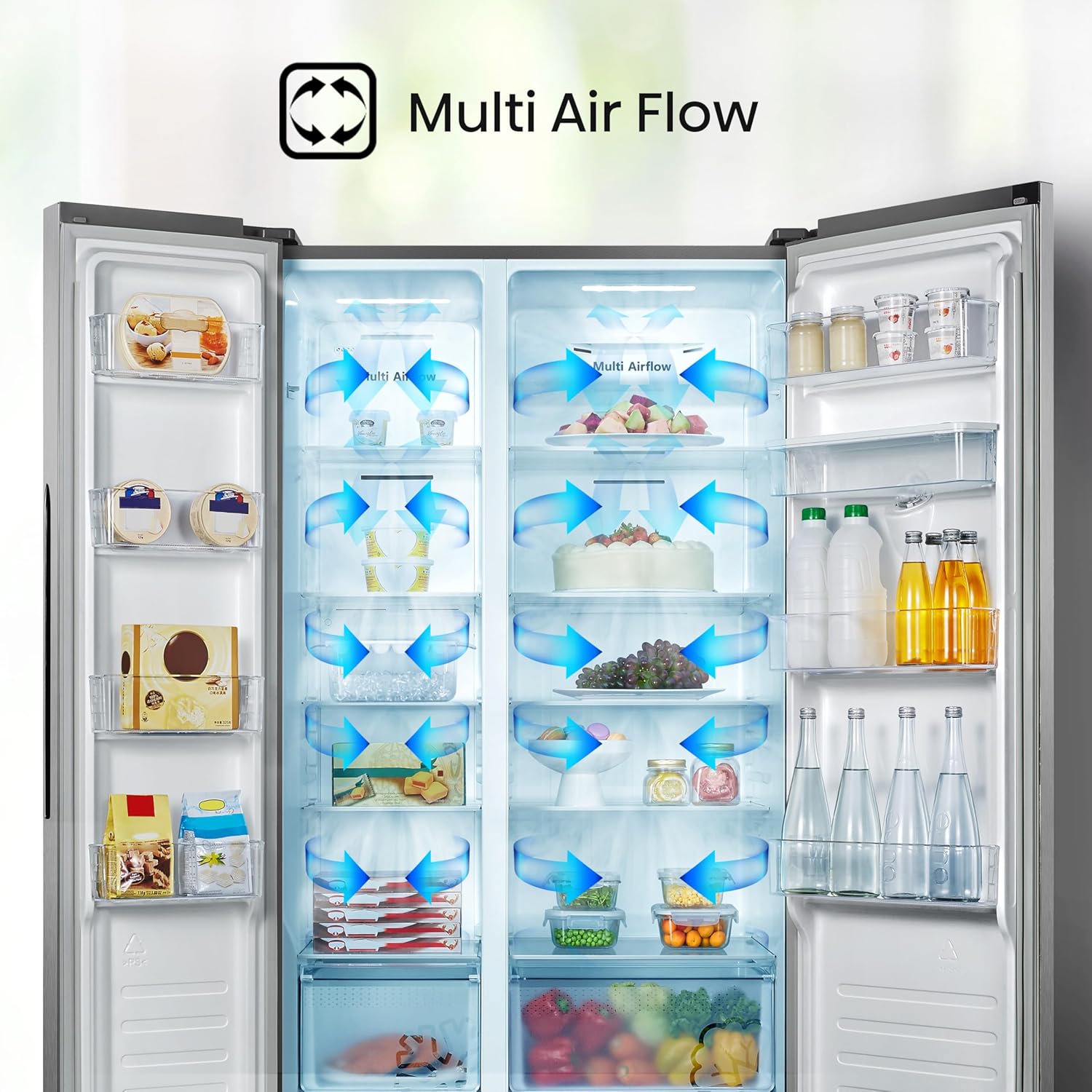 Hisense RS19N6WCX-Refrigerador Side by Side, 19 pies cúbicos con Dispensador de Agua, Control digital táctil, Total No Frost, Eco Inverter, 91x64x179cm(AnchoxLargoxAlto), Gris