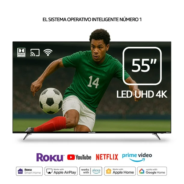 Pantalla Televisión DAEWOO 55 Pulgadas 4K LED UHD FRAMELESS ROKU TV