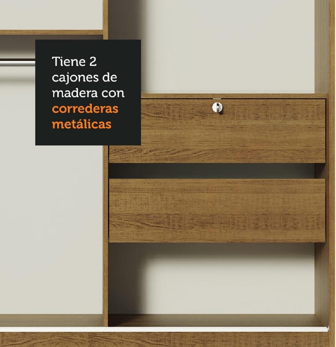 Madesa Ropero Closet con 2 Puertas, 1 Espejo y Pies Luke - Marrón
