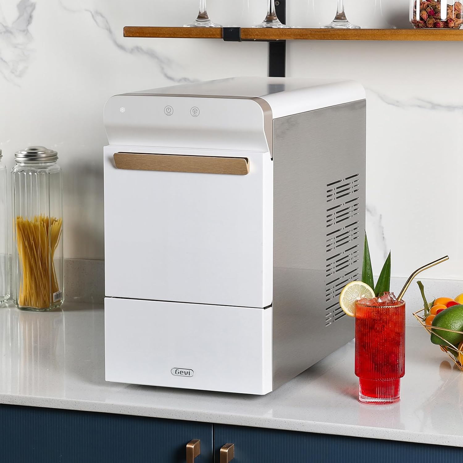 Máquina de hielo para encimera Gevi home V2.0, máquina de hielo con bandeja autolimpiante, simplemente ábrala y vierta para rellenar agua, carcasa de acero inoxidable, se puede colocar debajo del gabinete-----Paño de limpieza