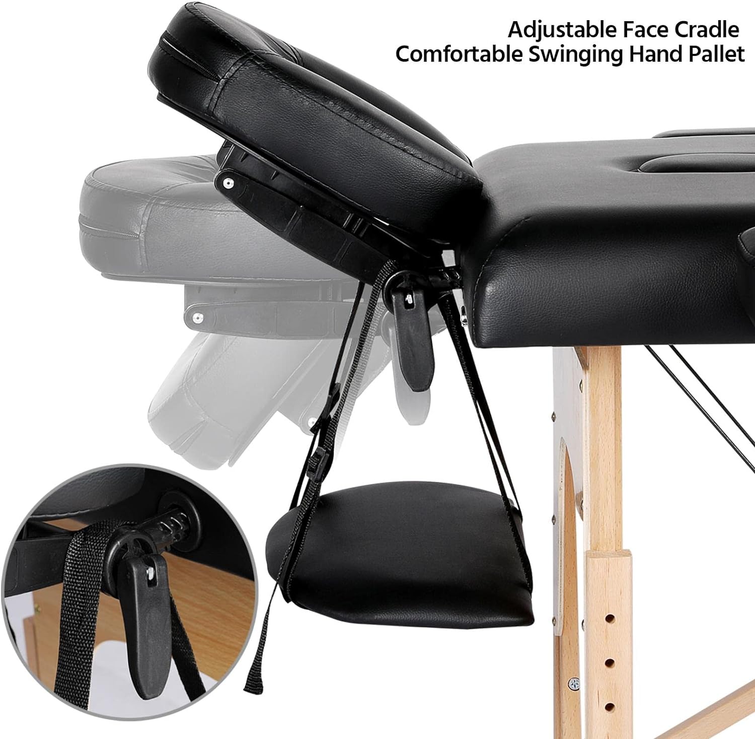 Yaheetech Mesas de masaje, cama de masaje portátil, mesa de terapia de masaje, cama de spa de 84 pulgadas, ajustable, 2 pliegues, cama de salón con bolsa no tejida, color negro