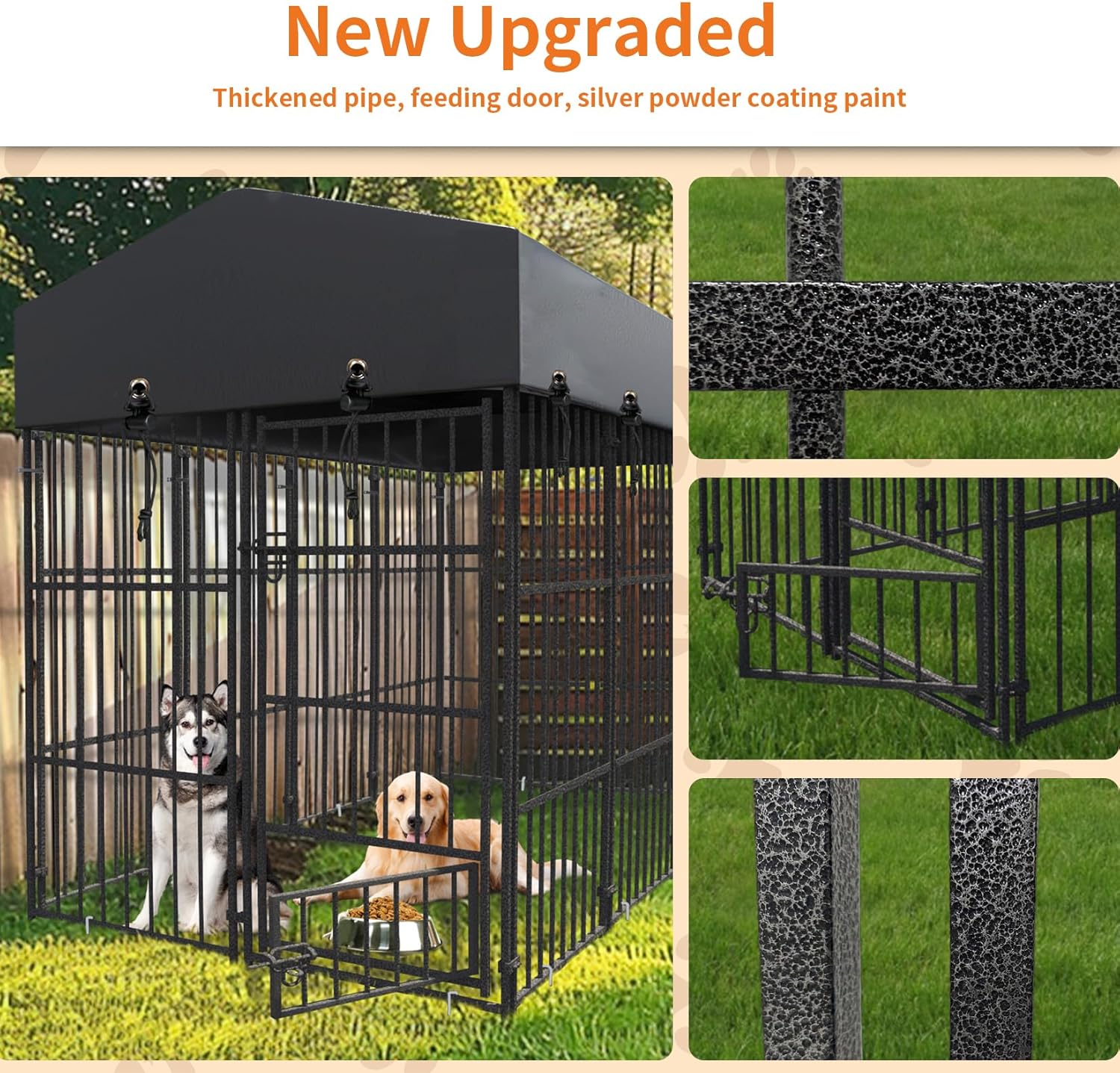 Wisfor Casas para Perros: Perreras Exteriores con Techo 249x120x165 cm Jaulas para Perros Grandes Parque Vallas Corral Cercados para Mascotas de Metal Inoxidable con Cerradura (L)