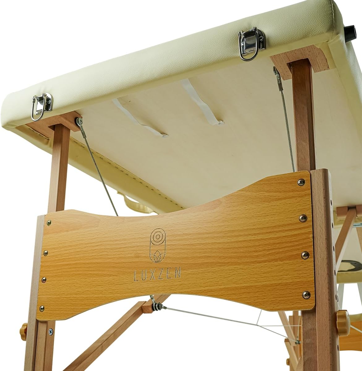 LUXZEN - Cama para Masajes Portatil Plegable Profesional con Estuche y Altura Ajustable Camilla Fisioterapia Ideal para Tatuar SPA Quiropraxia o Facial (Extra Grande 85cm Ancho) (Beige)