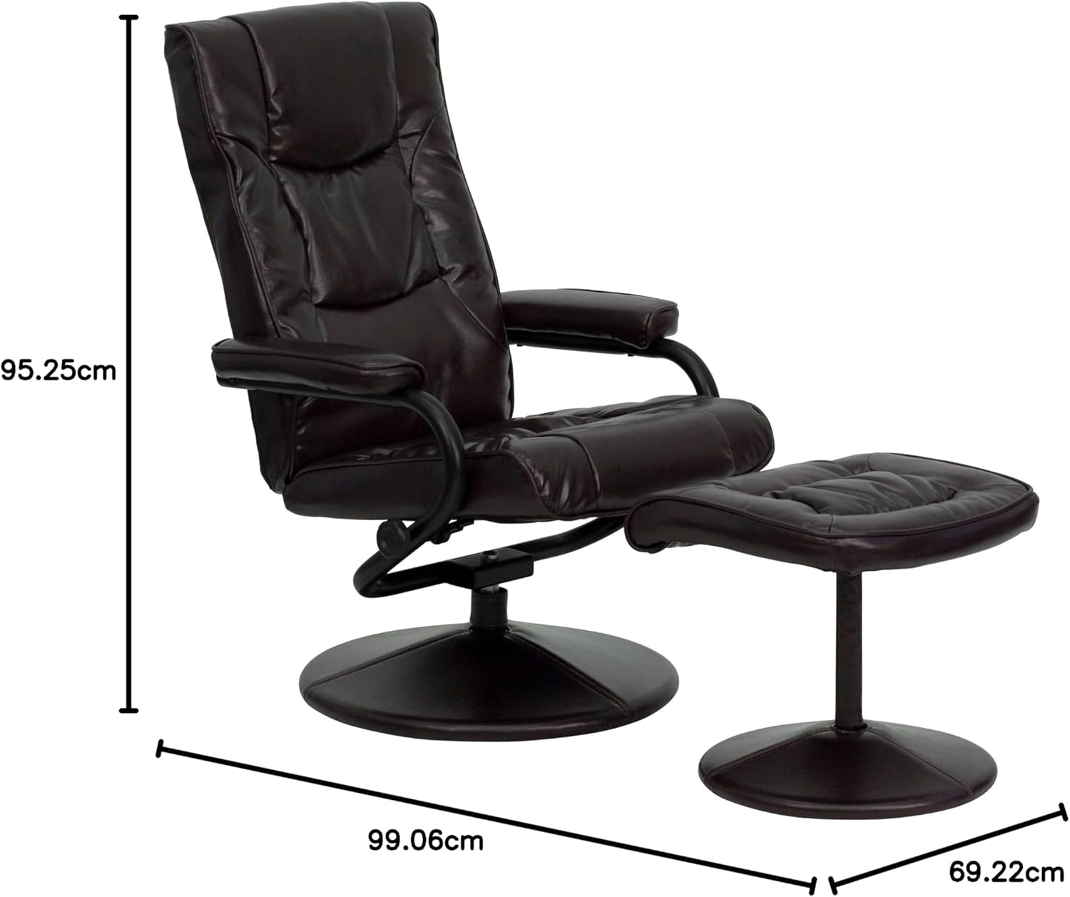 Flash Furniture Rachel - Reclinador y otomano contemporáneo multiposición con Base Envuelta en Piel café Suave