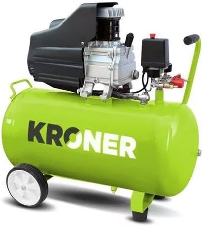 Kroner Compresor de Aire 50 Litros 2.5 HP – Kit de Pintura con Pistola, Manguera y Accesorios, 8 Bar 115 PSI 206 L/min