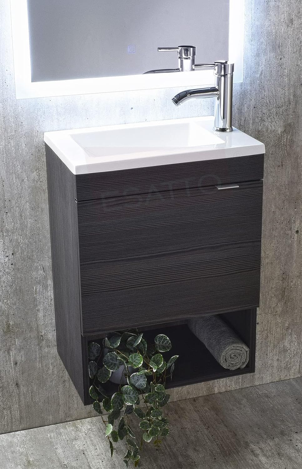 Esatto Paquete Mueble Bleu y Sanitario WC-002 Espejo Gratis (Siberia (Blanco) Monomando Negro)