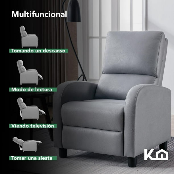Sillon Reclinable Reposet Sofa Individual Tela Moderno Sala gris