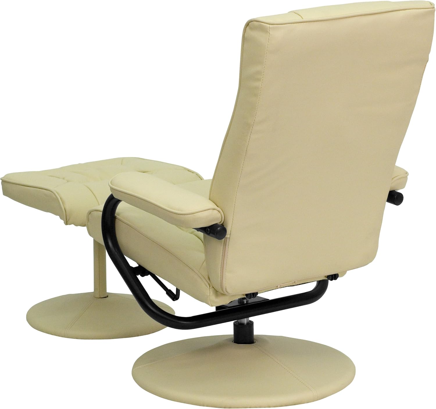 Flash Furniture Rachel - Reclinador y otomano contemporáneo multiposición con Base Envuelta en Piel café Suave