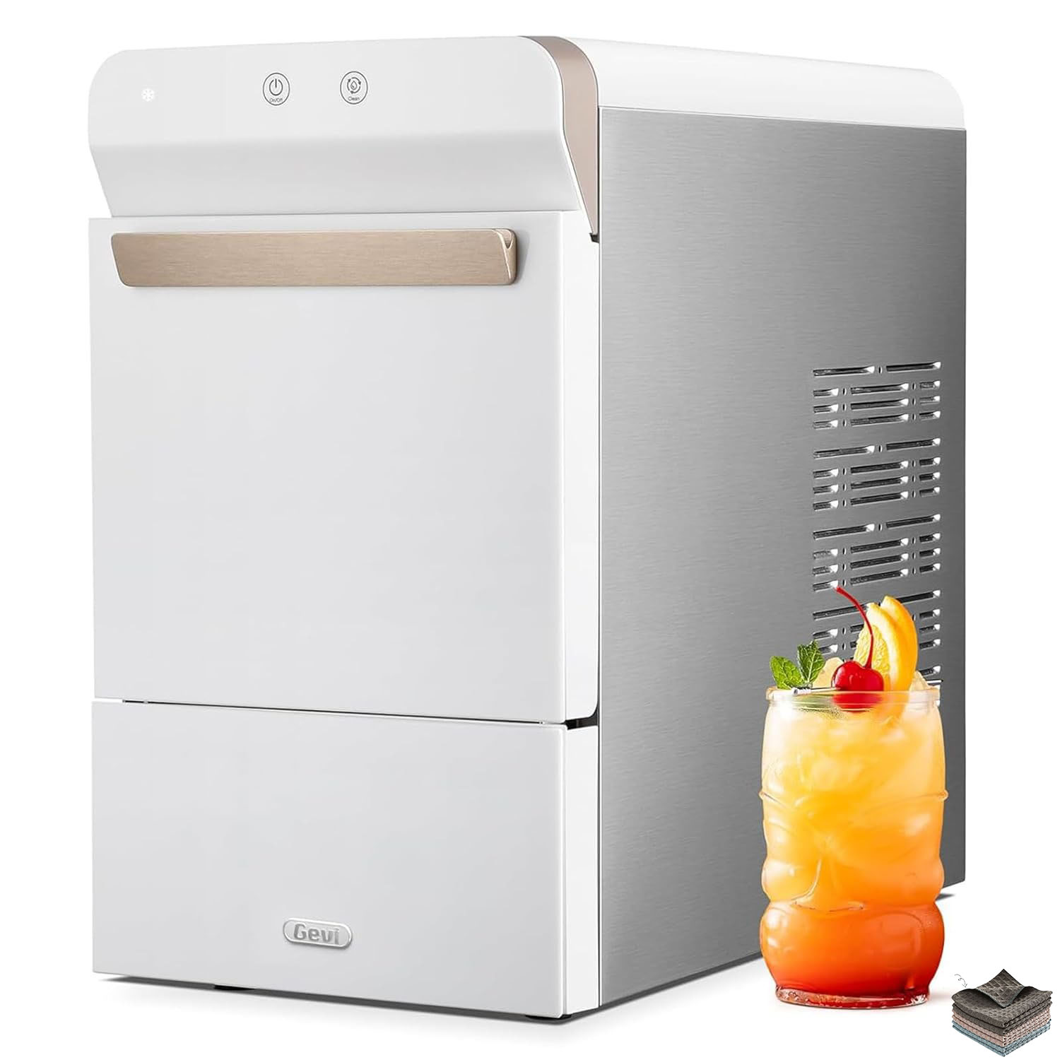 Máquina de hielo para encimera Gevi home V2.0, máquina de hielo con bandeja autolimpiante, simplemente ábrala y vierta para rellenar agua, carcasa de acero inoxidable, se puede colocar debajo del gabinete-----Paño de limpieza