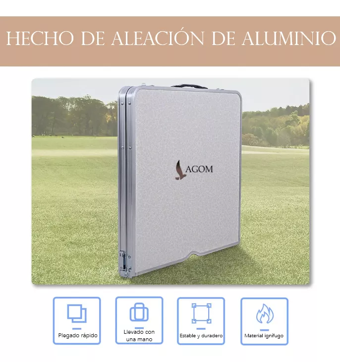 Mesa De Aluminio Plegable Lagom 120*60*70cm Ligero Con Superficie De Melamina Mdf Resistente De Fuego Diseño De Camping Tres Alturas Ajustable Antideslizante Pestillo De Seguridad Para Picnic Barbacoa
