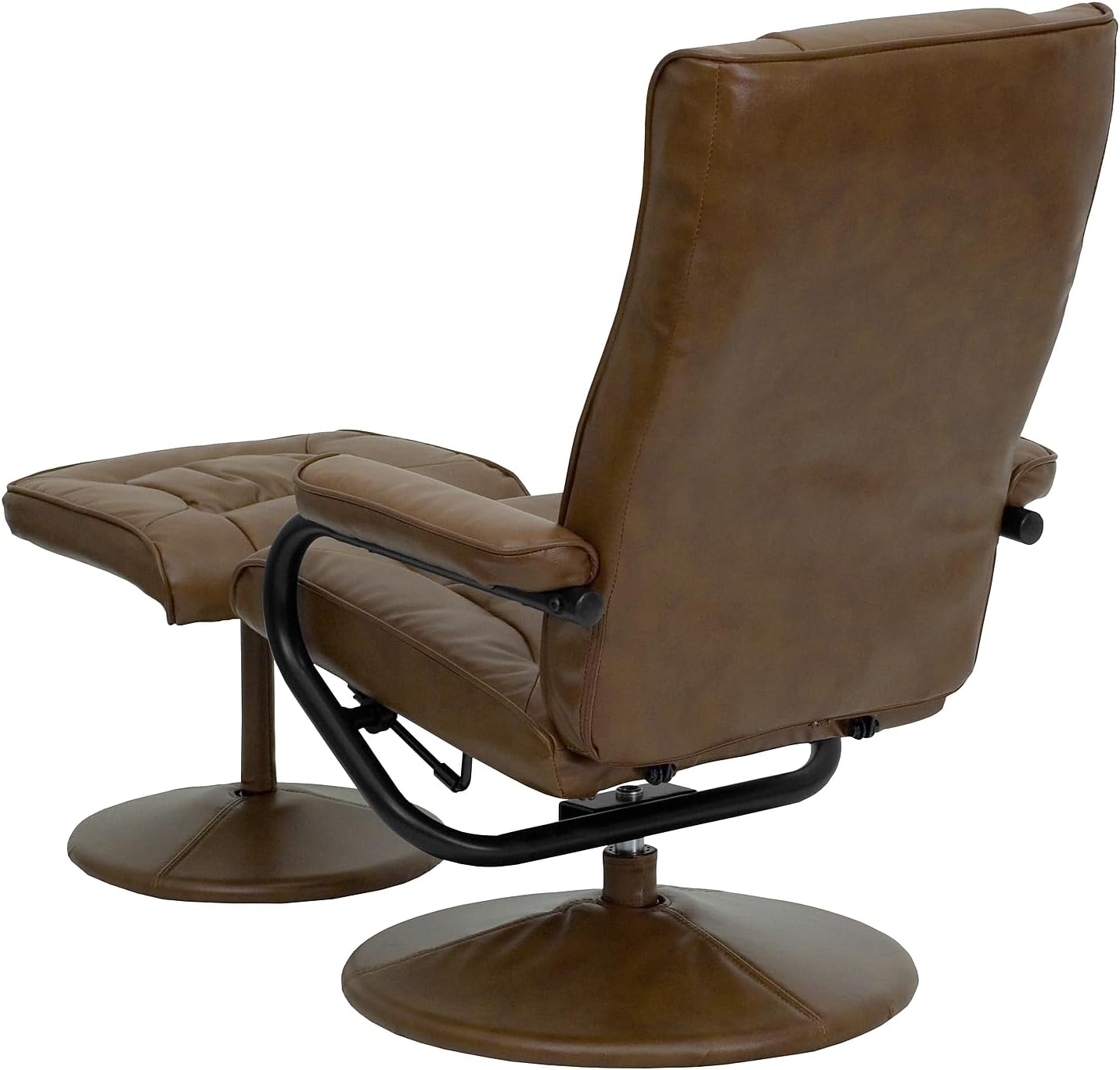 Flash Furniture Rachel - Reclinador y otomano contemporáneo multiposición con Base Envuelta en Piel café Suave