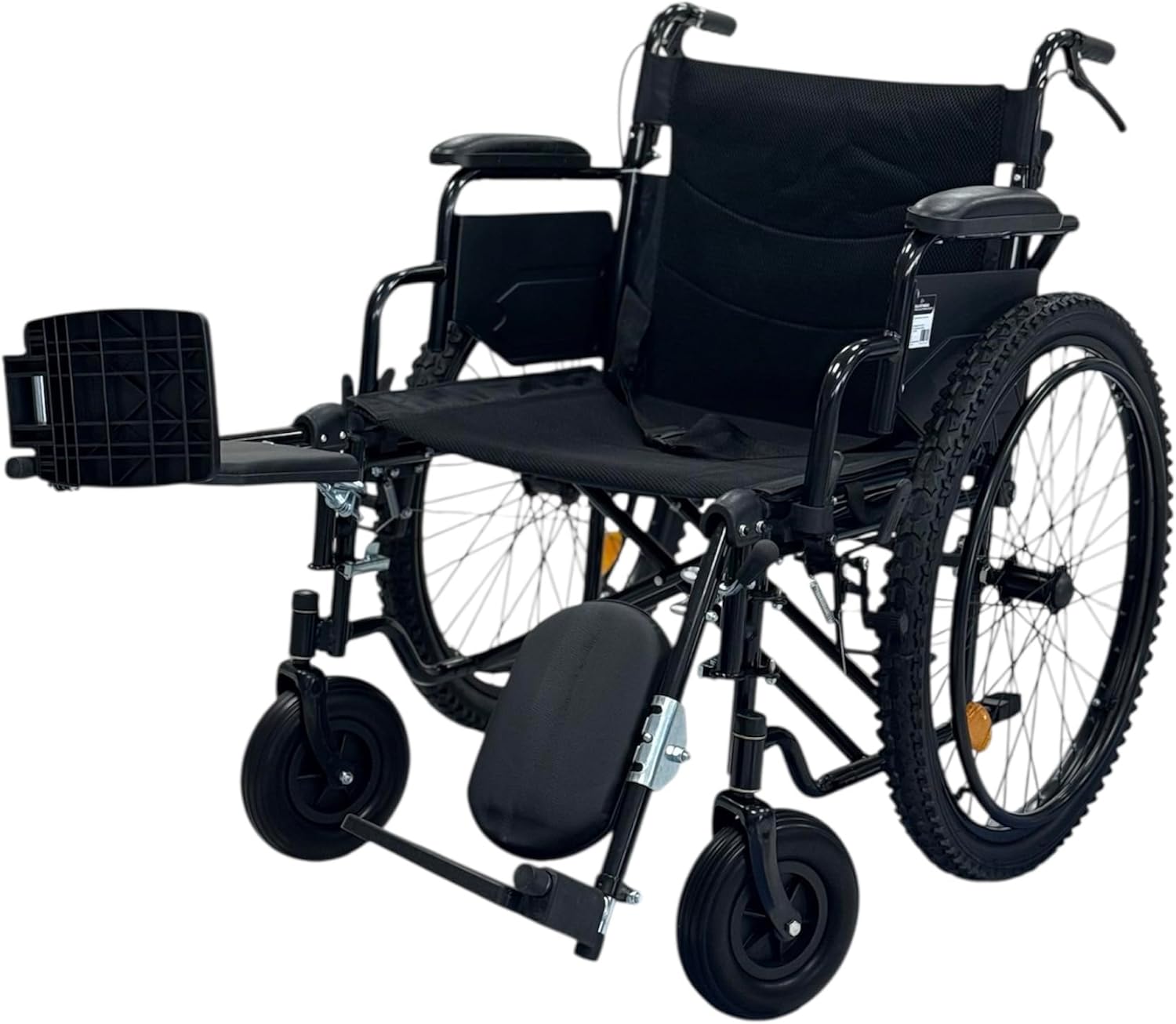 SILLA DE RUEDAS PARA ADULTO TODO TERRENO CON ELEVA PIERNAS DE LUJO DESMONTABLE, NEUMATICA, RESISITENTE PLEGABLE, DESCANSAPIES REMOVIBLES, DESCANSABRAZOS REMOVIBLE, RESPALDO PLEGABLE, ORTOPEDICA STE-909