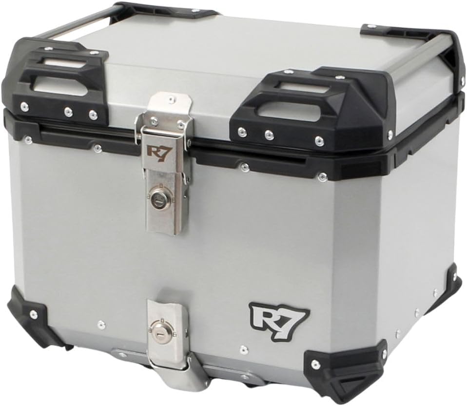 Baúl Trasero Motocicleta Aluminio 45 con Respaldo (Plata)