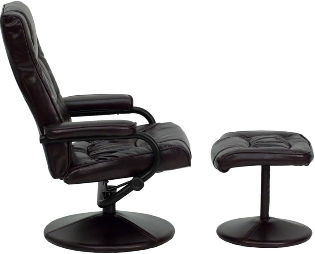 Flash Furniture Rachel - Reclinador y otomano contemporáneo multiposición con Base Envuelta en Piel café Suave