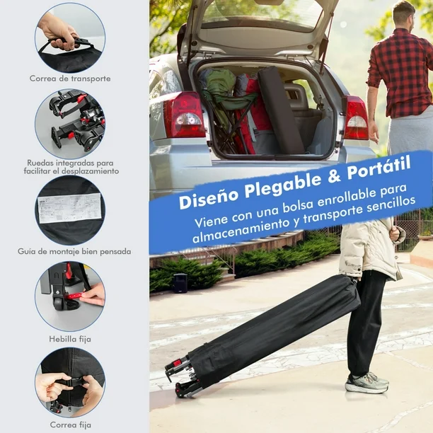Costway 3x3m Pabellón Emergente Instantáneo Plegable para Exterior con Dos Mitades de Toldo Carpa Portátil Ajustable en Altura para Camping Costway Modern