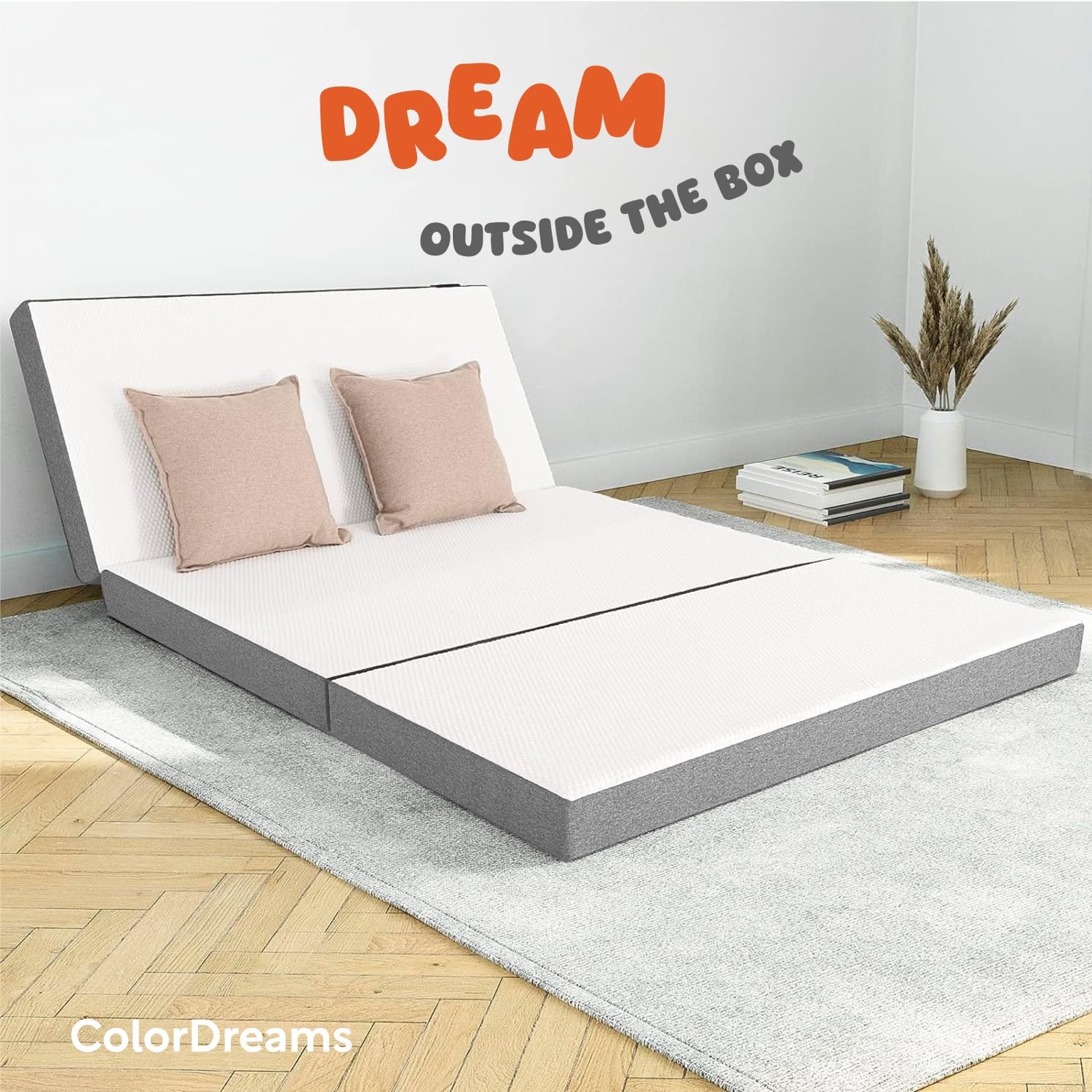 COLORDREAMS | Sofá Cama Matrimonial Plegable – Sillón Multifunción 3 En 1 – Relleno De Espuma – Funda Lavable – Hipoalergénico – Gris