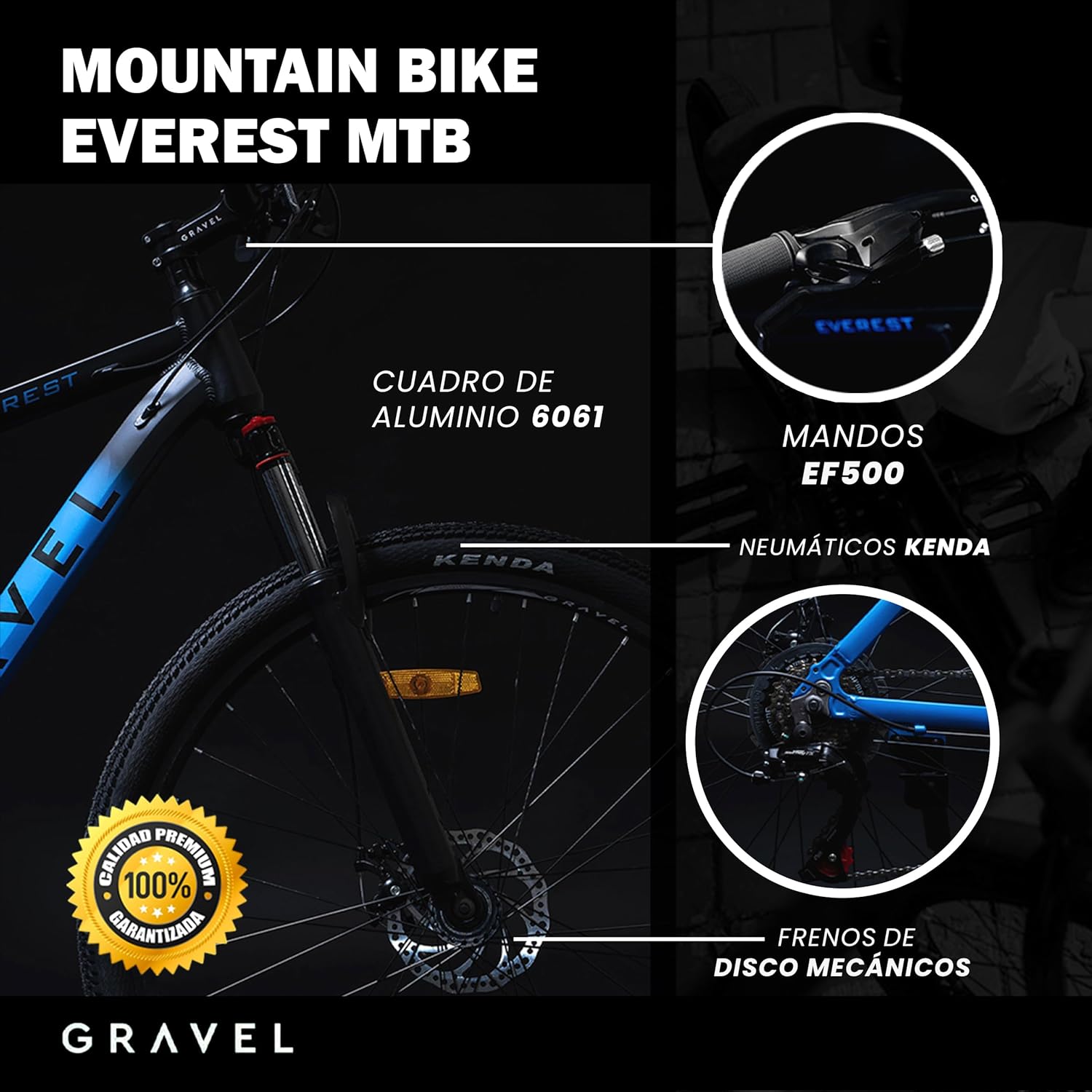 GRAVEL | Mountain Bike Everest MTB - Bicicleta Rodada 27.5 | Talla 17" Bicicleta de Montaña | Diseño Aerodinámico con 21 Velocidades y Frenos de Disco