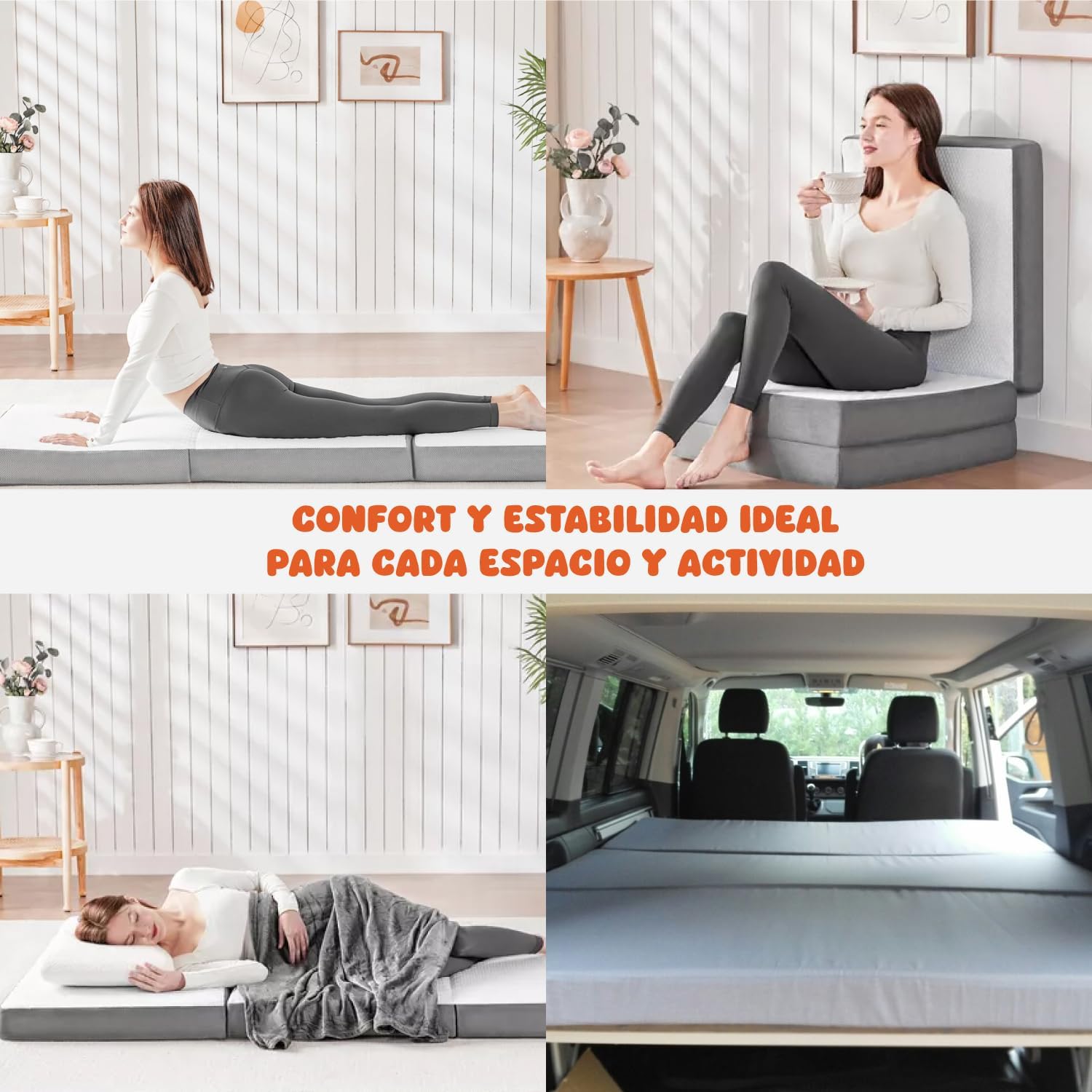 COLORDREAMS | Sofá Cama Matrimonial Plegable – Sillón Multifunción 3 En 1 – Relleno De Espuma – Funda Lavable – Hipoalergénico – Gris
