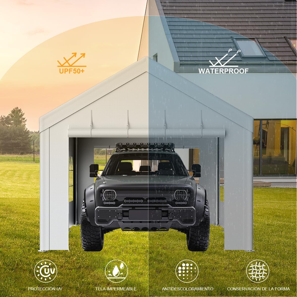 MXLENOBLE Carpa Toldo Plegable 3x3 para Eventos y Exteriores | con Paredes, Reforzado y de Fácil Armado Color Blanco (Toldo-3 * 6)