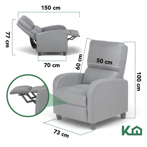 Sillon Reclinable Reposet Sofa Individual Tela Moderno Sala gris