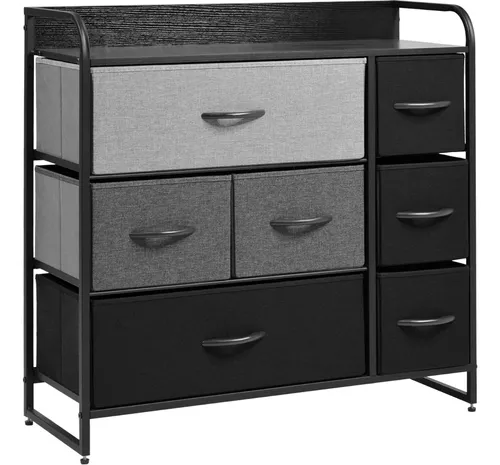 Mueble Buro Organizador Comoda Metal 7 Cajoneras Tela Color Café