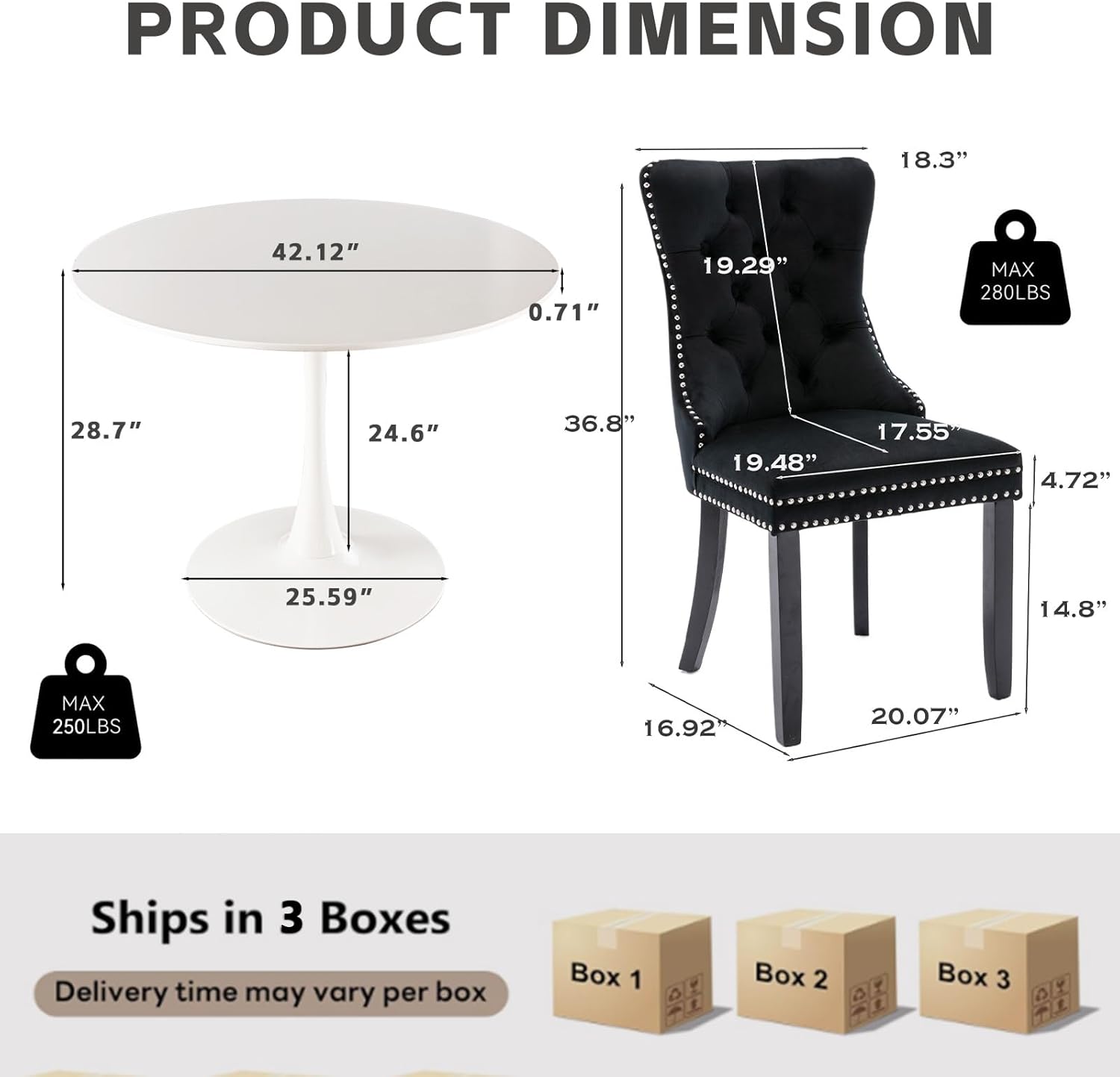 Juego de 6 sillas de comedor tapizadas de piel, estilo moderno, con ribete de cabeza de clavo y pata de madera, anillo de metal para comedor y sala de estar (blanco y negro, juego de 6)