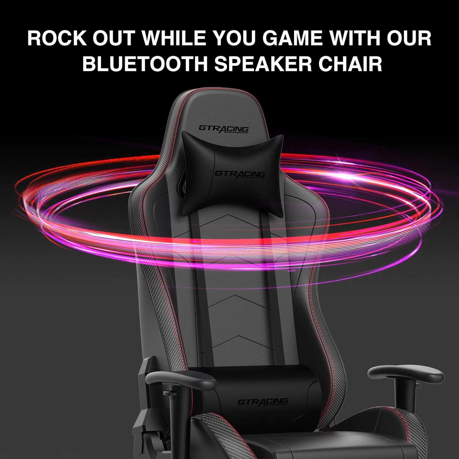 GTRACING - Silla para Juegos con reposapiés y Altavoces Bluetooth, Silla de Videojuegos, ergonómica y Resistente para computadora