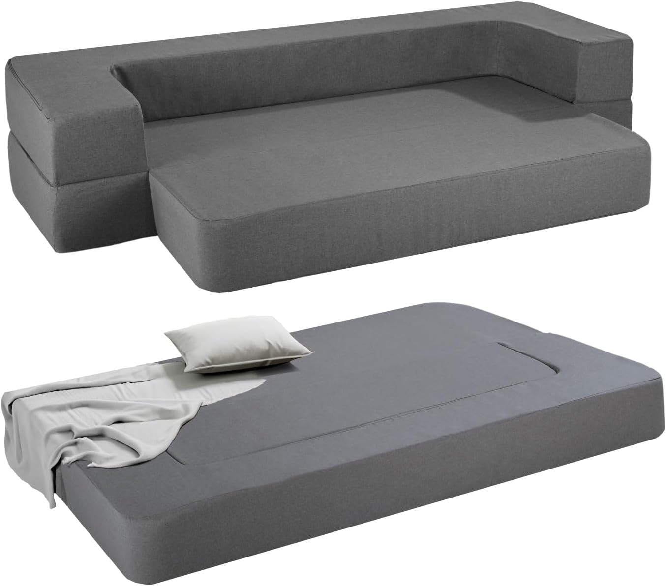 COLORDREAMS | Sofá Cama Matrimonial Plegable – Sillón Multifunción 3 En 1 – Relleno De Espuma – Funda Lavable – Hipoalergénico – Gris