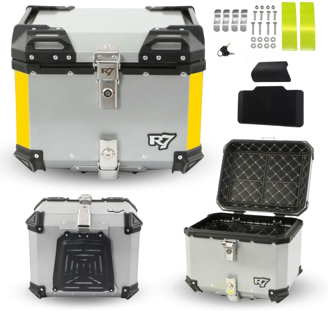 Baúl Trasero Motocicleta Aluminio 45 con Respaldo (Plata)