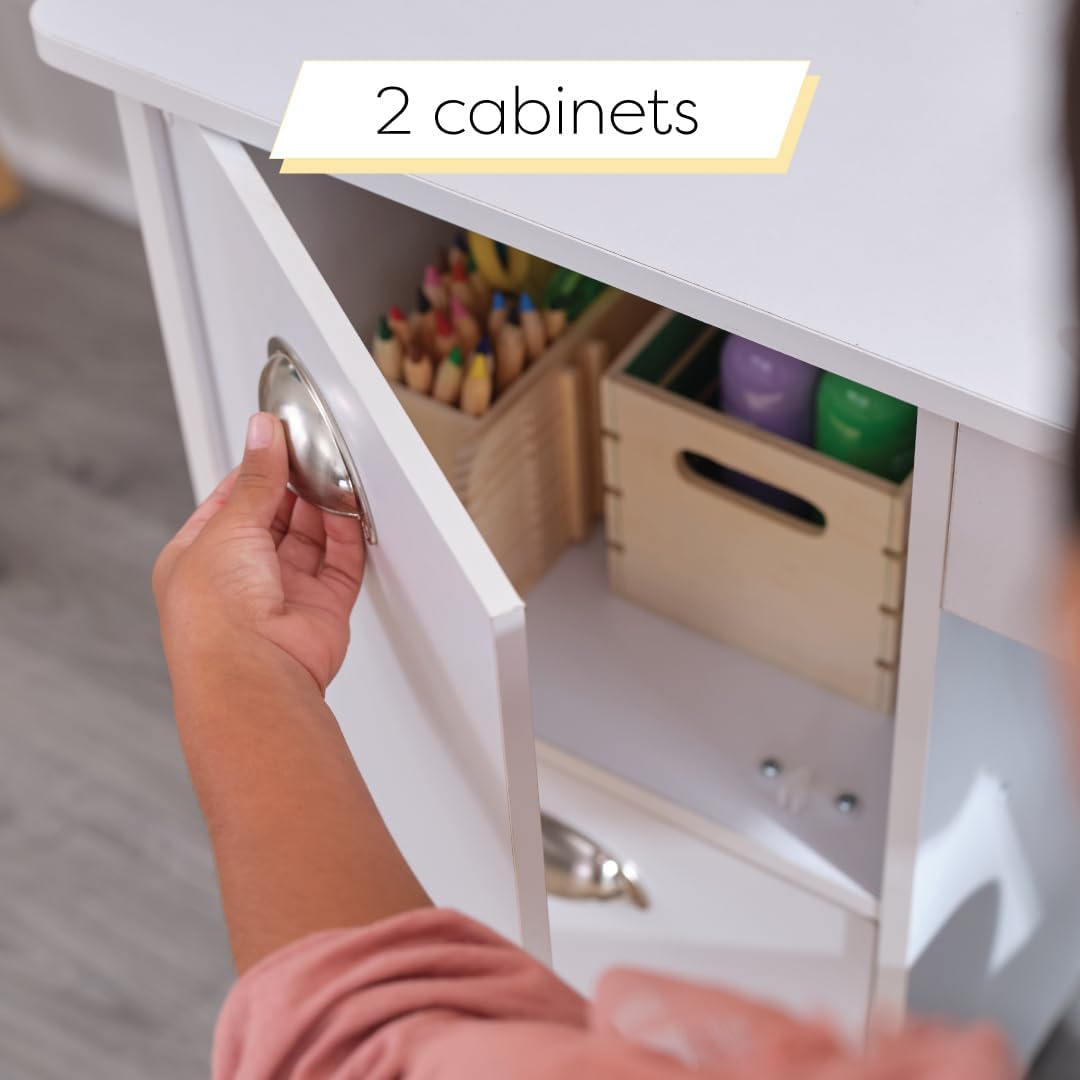 KidKraft Escritorio con Silla de Estudio para Niños, Color Blanco, 39.25" x 21.25"x 10"