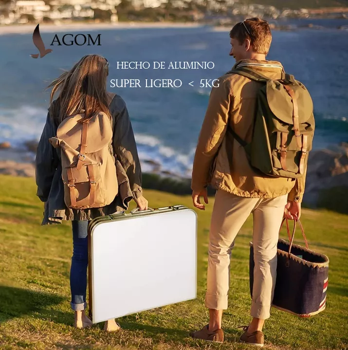 Mesa De Aluminio Plegable Lagom 120*60*70cm Ligero Con Superficie De Melamina Mdf Resistente De Fuego Diseño De Camping Tres Alturas Ajustable Antideslizante Pestillo De Seguridad Para Picnic Barbacoa
