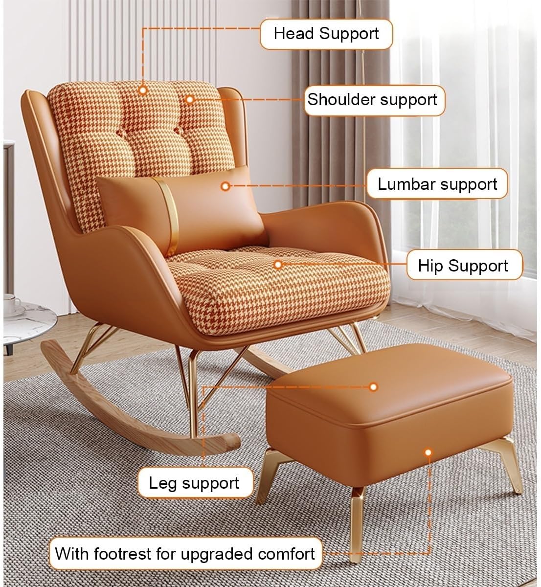 GLOBEXSS Mecedora reclinable para Sala de Estar con reposapiés Respaldo Alto Sillón Decorativo para Adultos Sala de Estar Dormitorio Silla Lateral Lazy Boy para Sala de Estar, Dormitorio, balcón